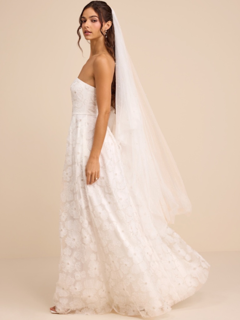 Lulus Elysande White Embroidered Beaded Strapless Maxi Dress - Size XL